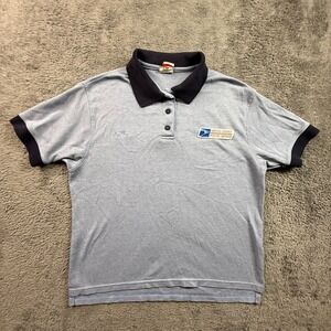 Union Line USPS Polo Shirt Womens Medium Blue USA Made Short Sleeve Collared